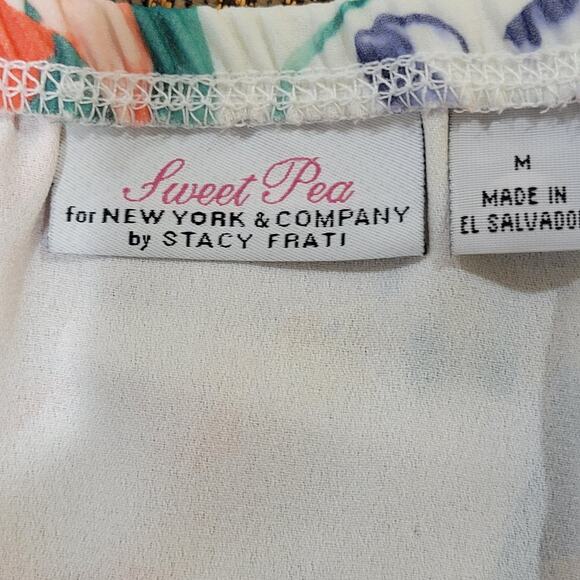 Sweet Pea for New York & Company Strapless Floral M Hi Low Dress Lined No Belt - Picture 5 of 10